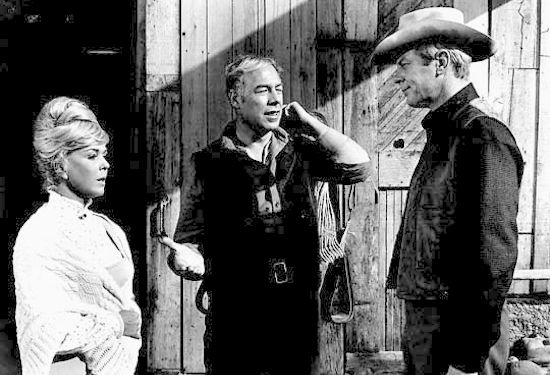 George Kennedy as Arch Ogden and Peter Graves as Jason Meredith deal with a stubborn Josie Minick (Doris Day) in The Ballad of Josie (1967)