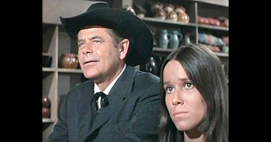 Glenn Ford as Jim Killian with Barbara Hershey as Leloopa in Heaven with a Gun (1969)