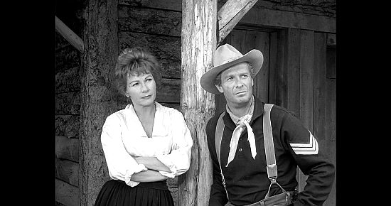 Hanna Landry as Ruth Tate with Fred Beir as Sgt. Anthony Luca in Fort Courageous (1965)