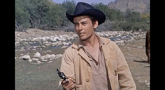 Jerry Summer as Martin Beaumont, vowing to take vengeance on the man who killed his father in The Purple Hills (1961)