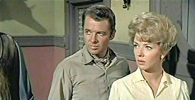 Audie Murphy as Clint Cooper and Merry Anders as Helen Reed in The Quick Gun (1964)
