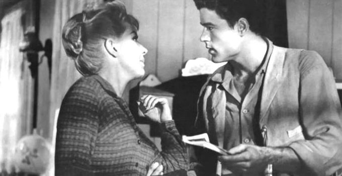 Merry Anders as Sharon Donovan and Don Dorrell as Jud Donovan in Gambler Wore a Gun (1961)