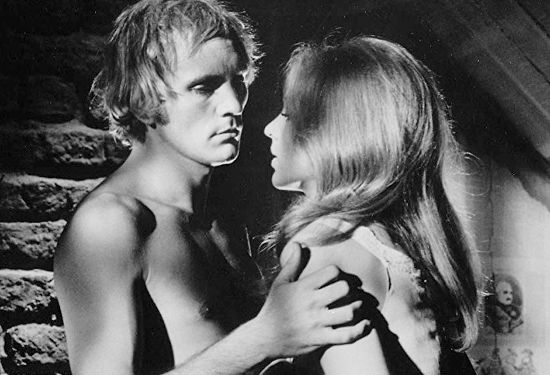 Terence Stamp as Azul with Joanna Pettet as Joanne Morton in Blue (1968)