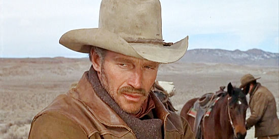 Charlton Heston as Will Penny, contemplating what's next at the end of a cattle drive in Will Penny (1967)
