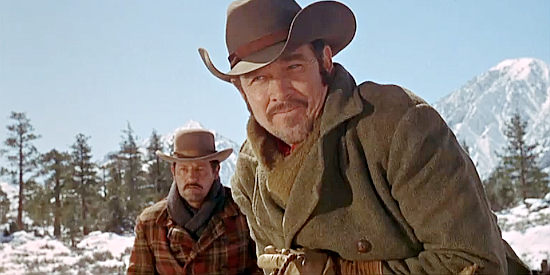 Ben Johnson as Alex, foreman of the Flat Iron Ranch, confronting Will about strangers in his cabin in Will Penny (1967)