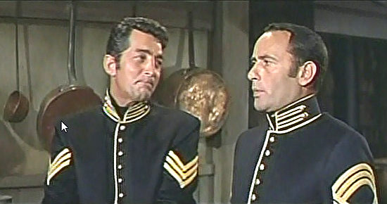 Dean Martin as Chip Deal works on gtting Sgt.-Major Roger Boswell (Joey Bishop) drunk in Sergeants 3 (1962)