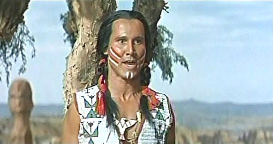 Henry Silva as Mountain Hawk predicts disaster for the cavalry in Sergeants 3 (1962)