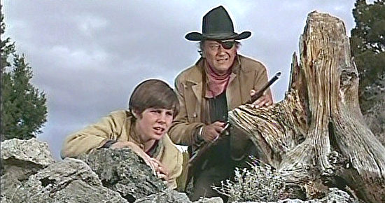 Kim Darby as Mattie Ross with John Wayne as Rooster Cogburn in True Grit (1969)