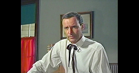 Richard Anderson as Steven Carlson, Wells Fargo manager in The Ride to Hangman's Tree (1969)