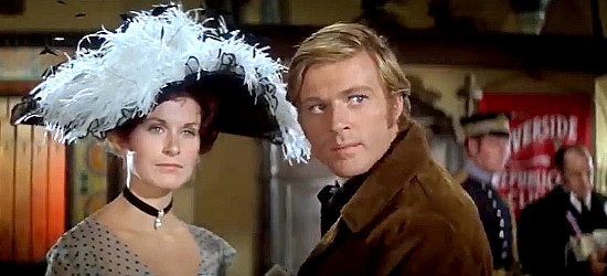 Susan Clark as Dr. Elizabeth Arnold and Robert Redford as Deputy Sheriff Cooper in Tell Them WIllie Boy Was Here (1969)