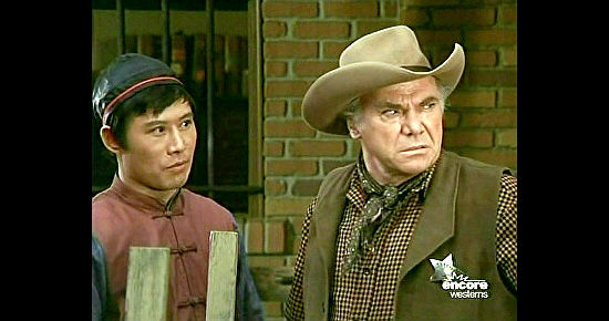 John Doucette (right) as Sheriff Monte with Soon-Tek Oh as Yung in One More Train to Rob (1971)