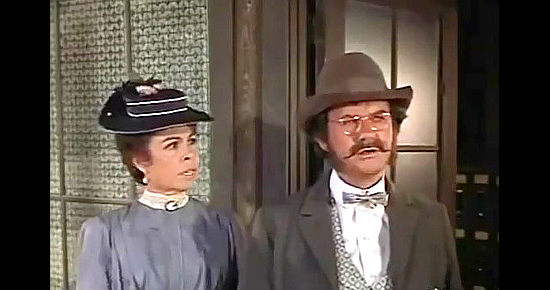 Marge Champion as Mrs. Bester with Wally Cox as her husband Sherman in The Cockeyed Cowboys of Calico County (1970)