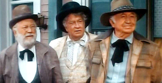 Edgar Buchanan as Jason Flitch, Chill Wills as George Agnew and Walter Brennan as Nash Crawford in The Over the Hill Gang (1969)