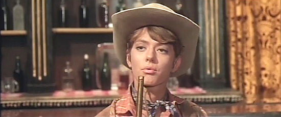 Rita Pavone as Little Rita, preparing for a showdown with a legend of the Spaghetti West in Rita of the West (1967)