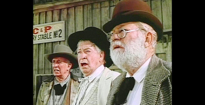 The reunited Texas Rangers, Nash Crawford (Walter Brennan), Gentleman George Agnew (Chill Wills) and Jason Fitch (Edgar Buchanan) in The Over the Hill Gang Rides Again (1970)