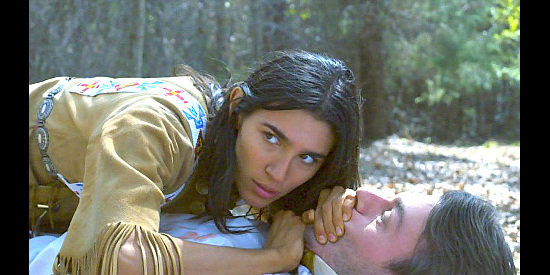 Lorena Andrea as Lotsee meets Chris Routhe as Rusty Childress in No Man's Land (2019)
