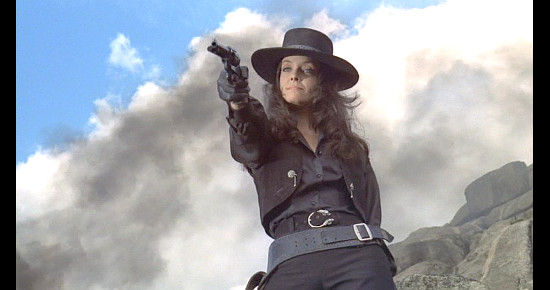 Patty Shepard as Peg Cullane ready for a showdown in The Man Called Noon (1973)