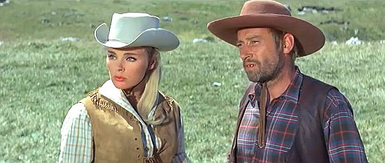 Elke Sommer as Annie Dillman with Paddy Fox as Old Wabble in Frontier Hellcat (1964)