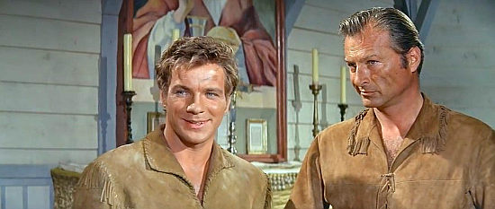 Gotz George as Jeff Brown with Lex Barker as Old Shatterhand in The Halfbreed (1966)