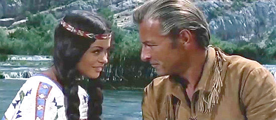 Marie Versini as Nscho-tschi with Lex Barker as Old Shatterhand in Apache Gold (1963)