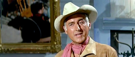 Stewart Granger as Old Surehand makes a new acquaintance in Flaming Frontier (1965)