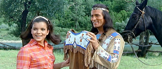 Uschi Glass as Apanatschi with Pierre Brice as Winnetou in The Halfbreed (1966) 