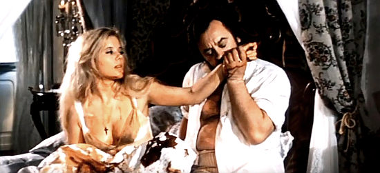 Ludmila Senchina as Julie Prudomme and Leonid Bronevoy as Peter Damphy celebrate an oil discovery in Armed and Dangerous (1978)