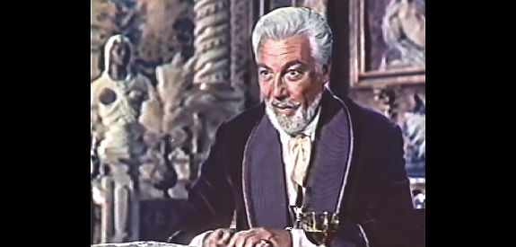 Cesar Romero as Don Pedro, eager to lose his daughter at poker in A Talent for Loving (1969)