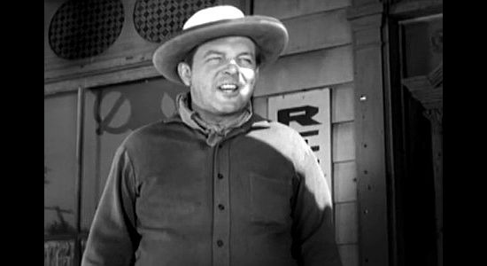 Gordon Jones as Jack Voyle, a fast gun pulling a trigger for Walt Payne's outfit in Treasure of Ruby Hills (1955)