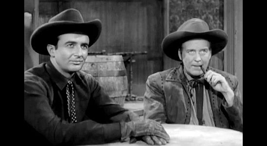 Rick Vallin as Robert Verrnin and Dick Foran as Doran, the last two adversaries standing in Ross Haney's way in Treasure of Ruby Hills (1955)