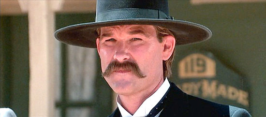 Kurt Russell as Wyatt Earp, hoping for a quiet existence in Tombstone in Tombstone (1993)