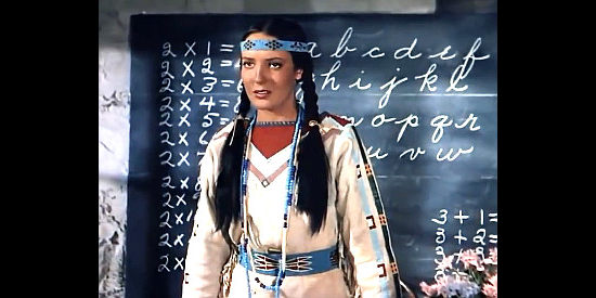 Linda Darnell as Dawn Starlight, the Indian maiden school teacher in Buffalo Bill (1944)
