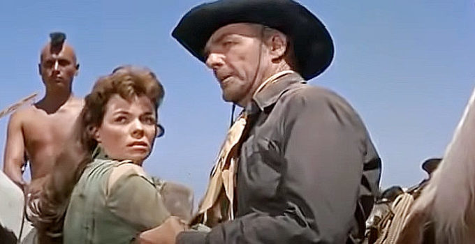 Nancy Gates as Nancy Lowe with Randolph Scott as Jefferson Cody in Comanche Station (1960)
