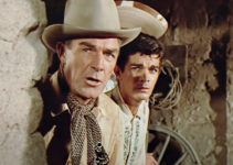 Randolph Scott as Tom Buchanan and Manuel Rojas as Juan de la Vega in Buchanan Rides Alone (1958)