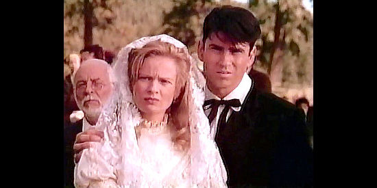 Amy Stock-Poynton as Beth with Christopher Bradley as Josh Riordan, her new husband in Gunsmoke, The Long Ride (1993)