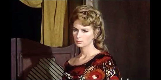Dana Ghia (Ghia Arlen) as Jenny Slater, confronted with a delusional Col. Cook in Degueyo (1965)