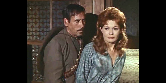 Gloria Milland as Norma O'Connor, forced to watch the sheriff being beaten in The Man Who Came to Kill (1965)