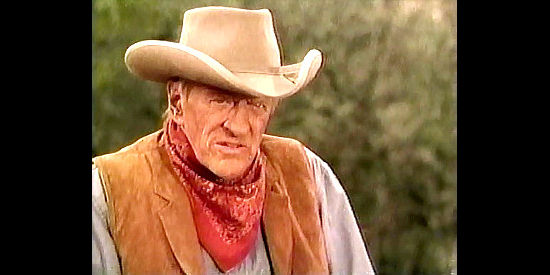 James Arness as Matt Dillon, dispensing the wisdom of a former lawman in Gunsmoke, One Man's Justice (1994)