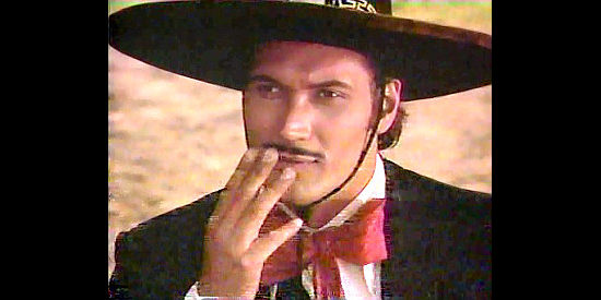 Jimmy Smits as the Cisco Kid, saluting a lovely lady in The Cisco Kid (1994)