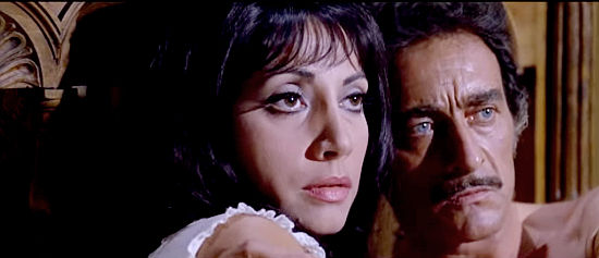 Marisa Traversi as Perla with Aldo Bufi Landi as Don Juan De Leyra, interrupted in bed in Quintana (1969)