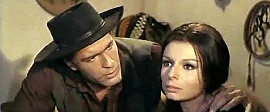 Richard Hornbeck (Rick Horn) as Sheriff Oklahoma Dan Cross tries to console Ms. Hoff (Leontine May) in Ranch of the Ruthless (1965)