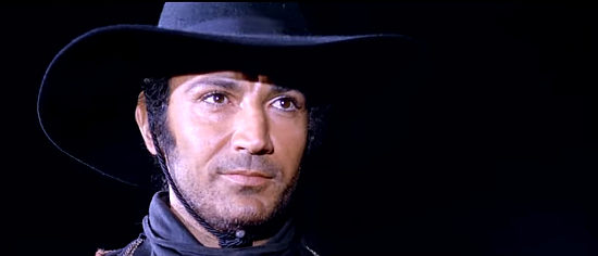Tony Dimitri (George Stevenson) as Quintana, ready to ride to his brother's aide in Quintana (1969)