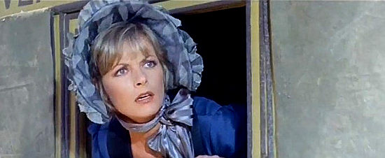 Angelica Ott as Therese, stunned by the sight of a minister minus his clothes in Hallelujah and Sartana Strike Again (1972)