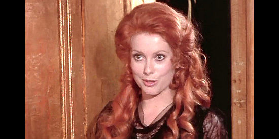 Catherine Deneuve as Marie-Heiene de Boismonfrais showing up in Custer's room, offering a club sandwich and perhaps more in Don't Touch the White Woman (1974)