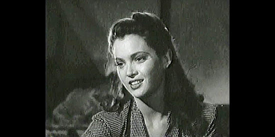Frances Rafferty as Dora McCabe, the young Mormon girl Jimmy Holden falls for in Bad Bascomb (1946)