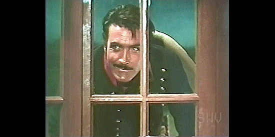 Rik Battaglia as Capt. Larzaoro Verdoja, spying on the lovely Rosita Arbellez in Treasure of the Aztecs (1965)