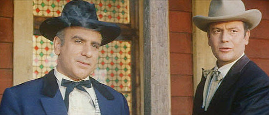 Tullio Altamura as Buddy, the saloon owner, with Pierre Cressroy (Peter Cross) as McCory in One Silver Dollar (1965)