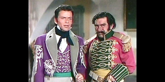 Frank SInatra as Ricardo and J. Carroll Naish as Chico, impersonating a count and a general in The Kissing Bandit (1948)