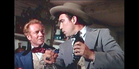 Gavin Muier as Booth Pennock reminding Don Luis Rivera (Anthony Quinn) of the importance of loyalty to Capt. Coffin in California (1947)