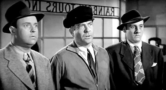 Grady Sutton as Malcolm Scott, Grant Withers as Bob Hastings and Hans Conried as Gregg Stone, Molly’s New York suitors in A Lady Takes a Chance (1943)